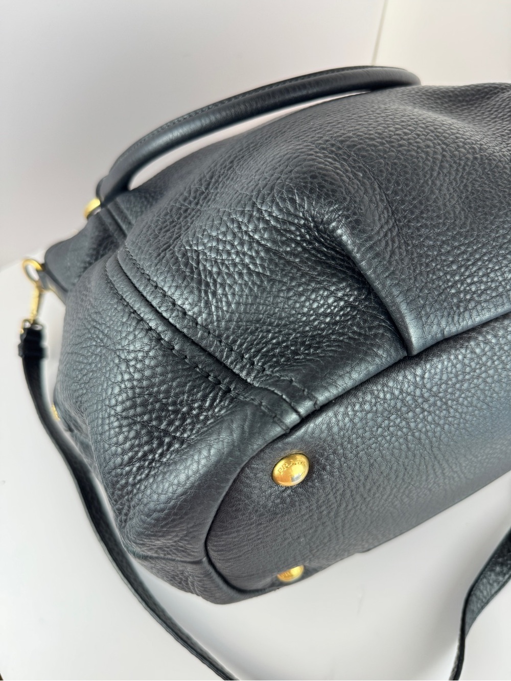 Prada Black Pebbled Leather Tote Bag - Picture 11 of 16